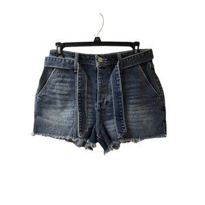Hollister Ultra High Rise Mom Jean Shorts 3" Size 5 Raw Hem Med Wash